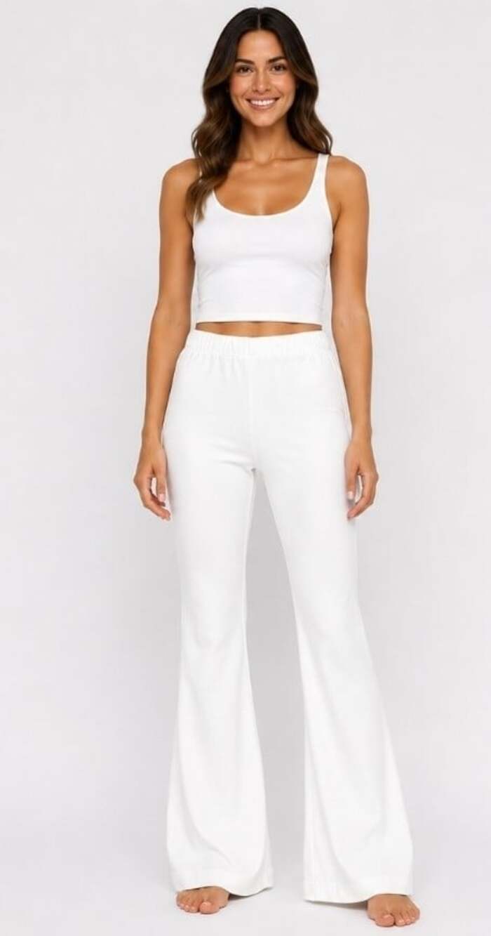 Hard Tail Forever White Boot Flare Lounge Yoga Pants Womens Sz L Athleisure T90